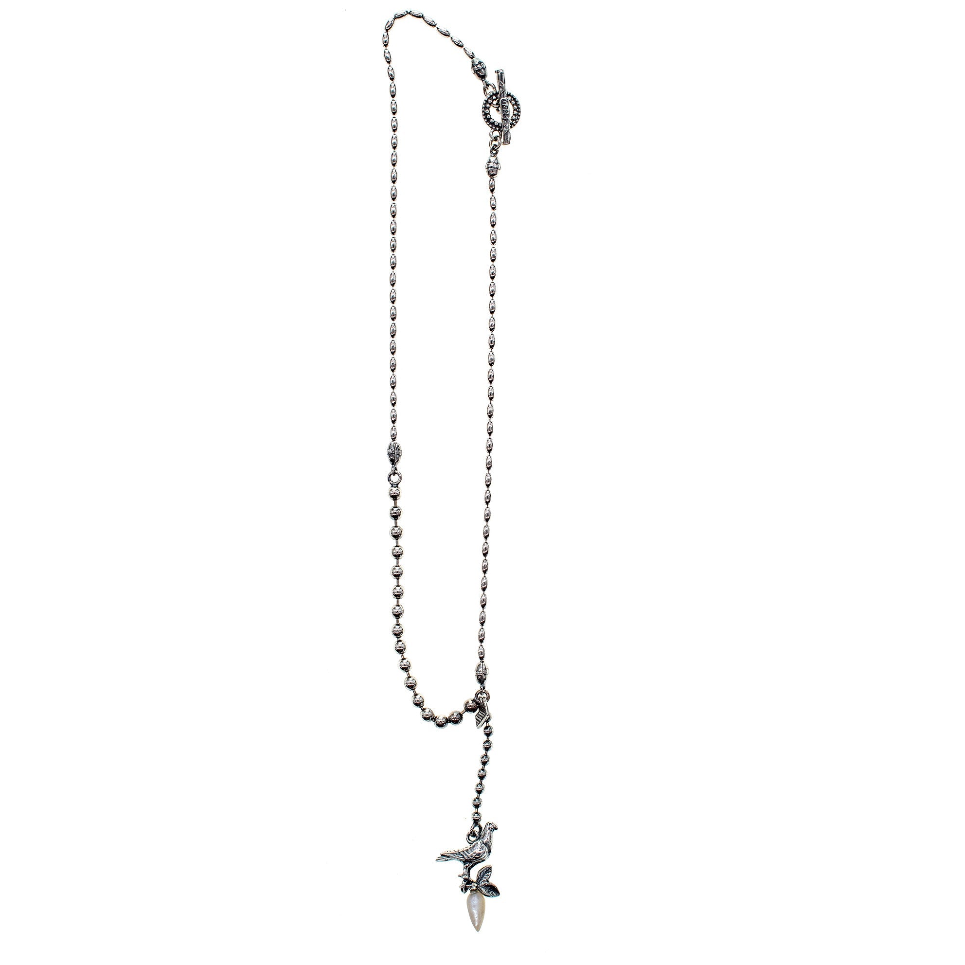CH 136A silver dove necklace with white mother of pearl