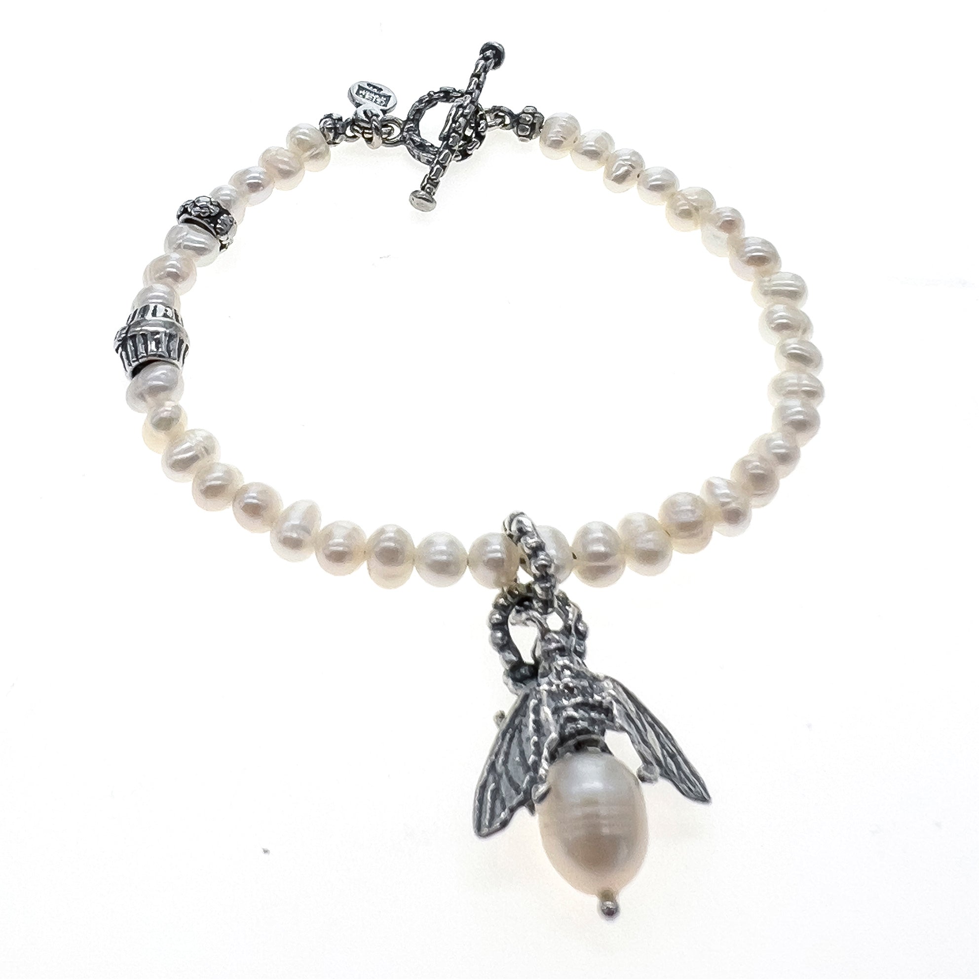 B 24d08A bee my honey white pearl bracelet