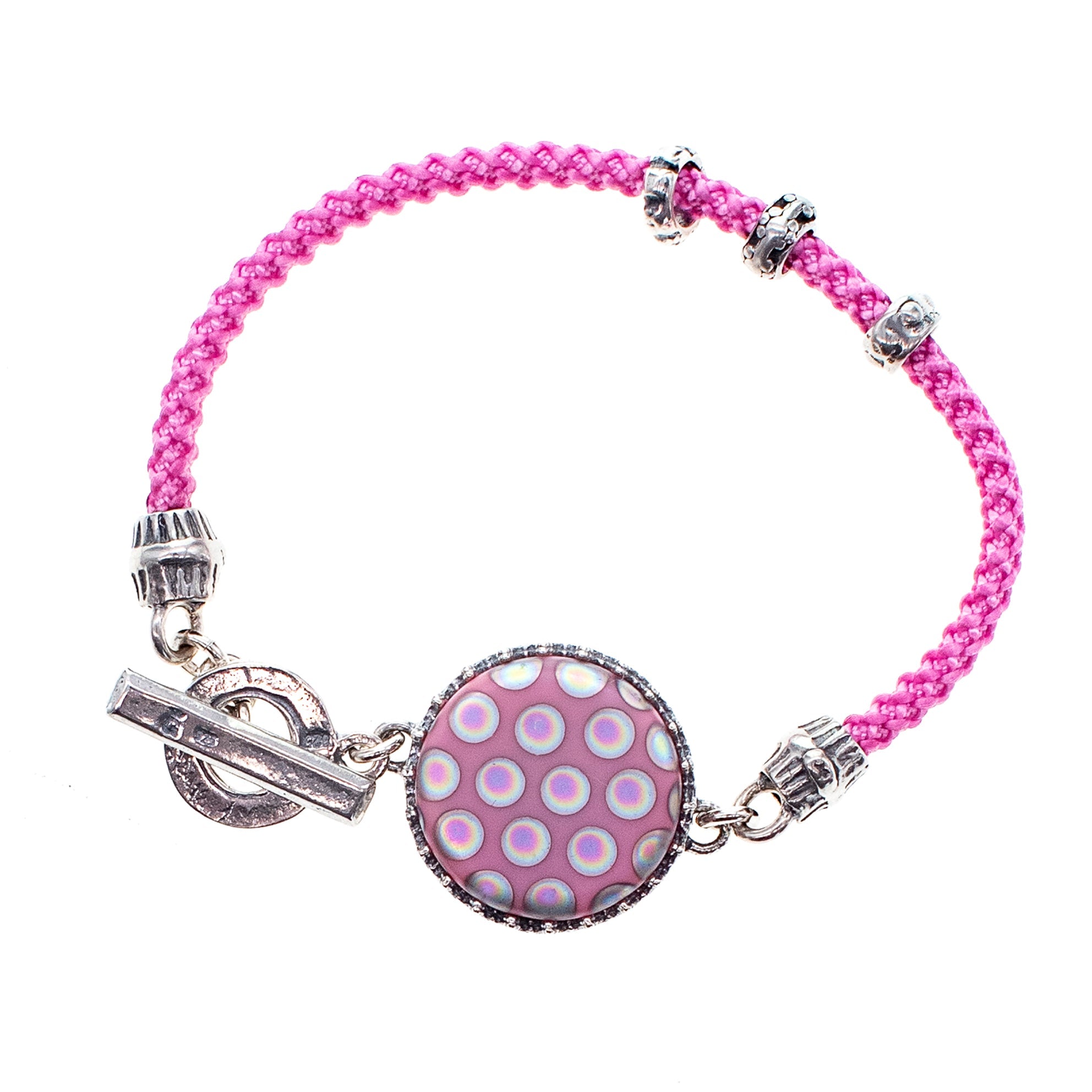 B 25e09 Pink Polka Dot Cord Bracelet