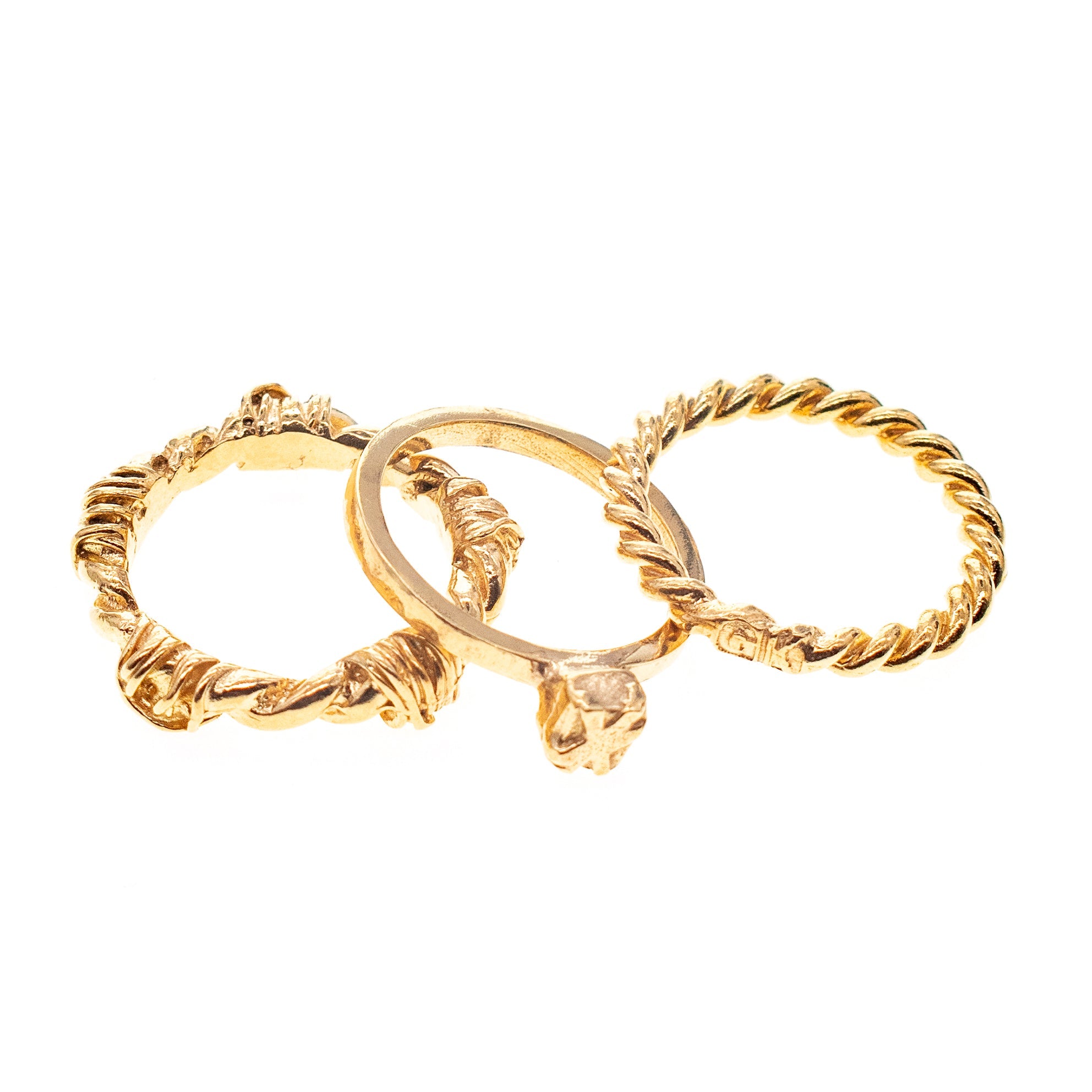 R 24g35 Golden Trio stacking Ring set