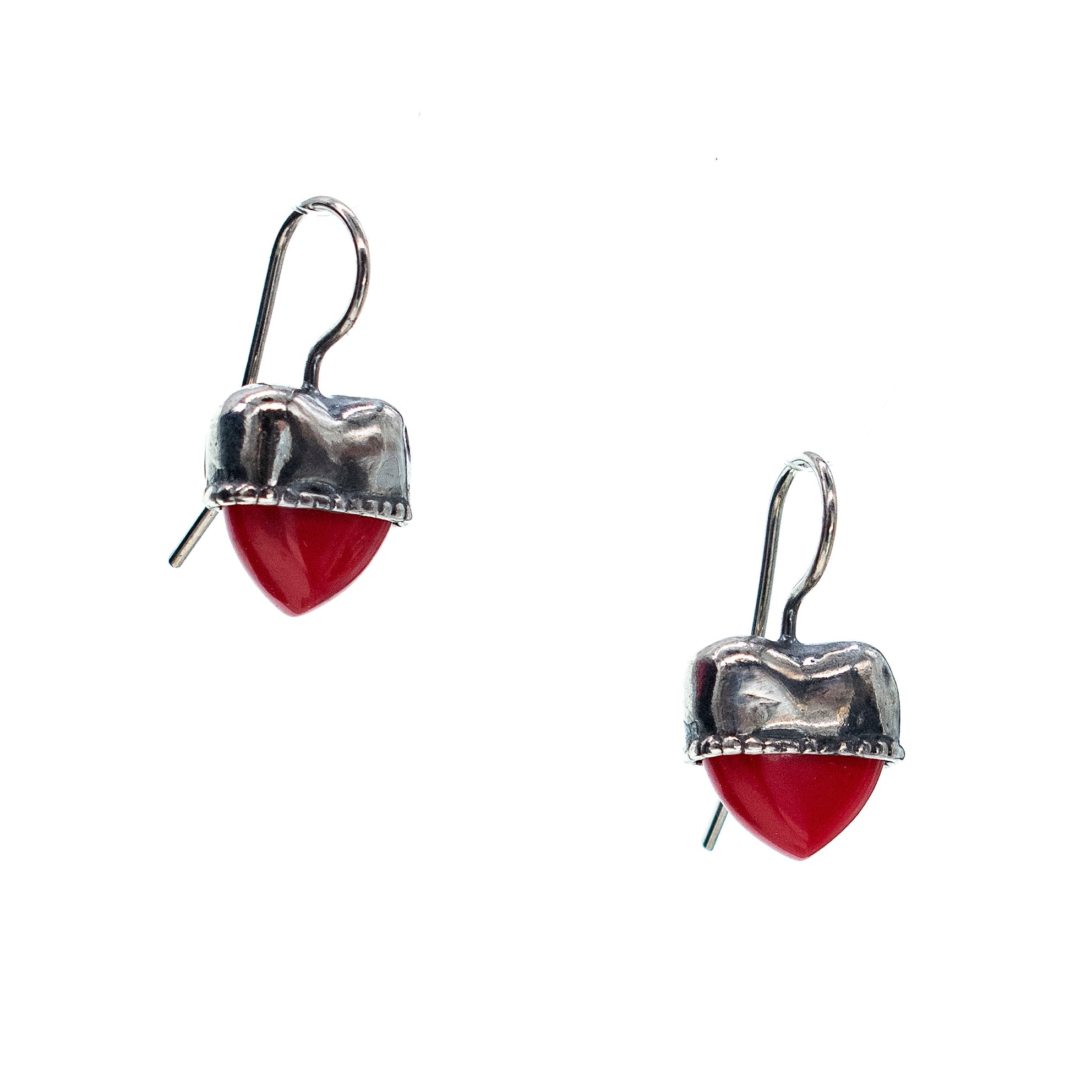 E 25a06C Eye Love You Little Heart Earrings red coral