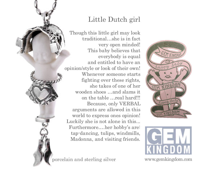 BG08B Happy Baby "Little Dutch girl" Black and gold Necklace