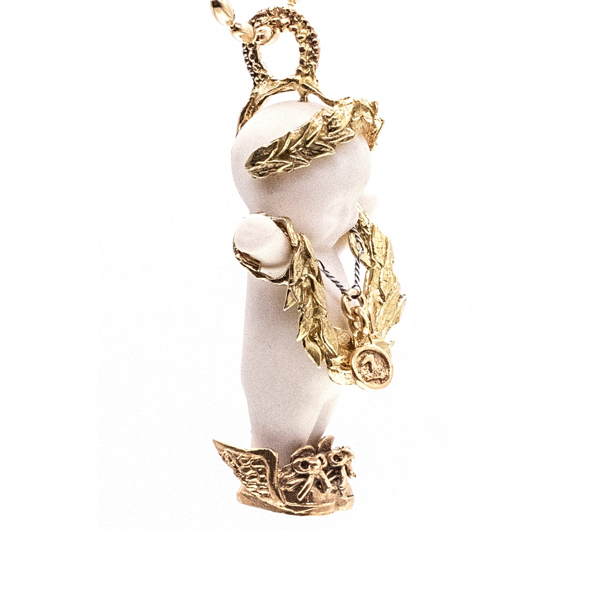 BG49A  Happy Baby "Olympia" White and gold Necklace