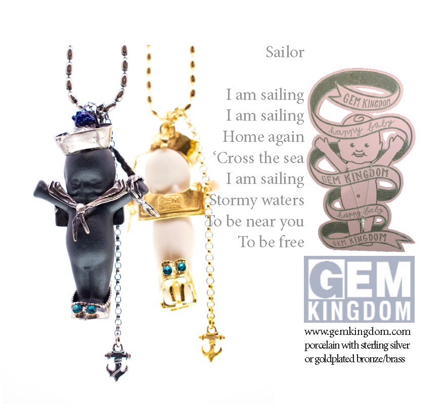 BG50B Happy Baby "Little Sailor" Black and gold Necklace
