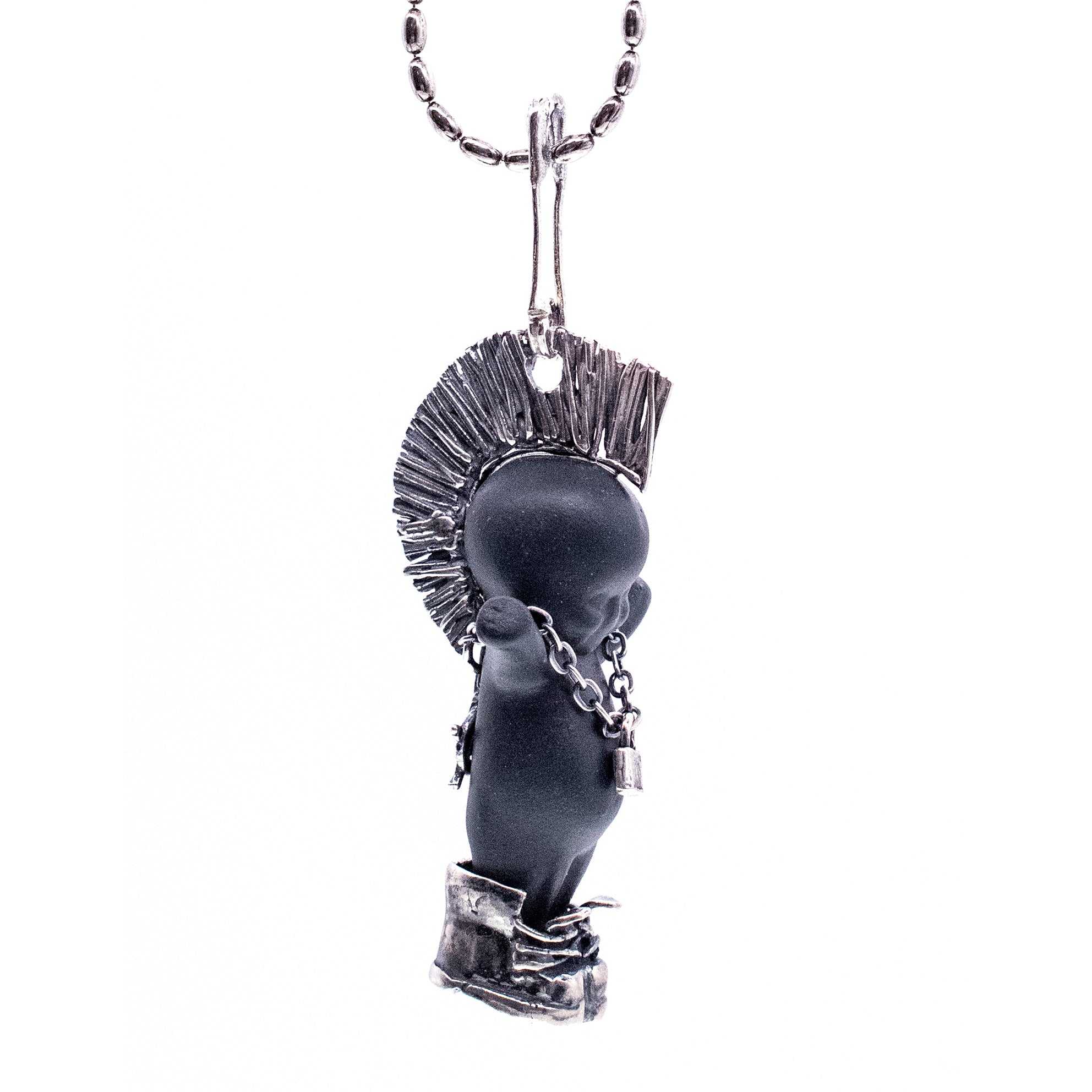 BS40B Happy Baby "Little Sid" Black and silver Necklace